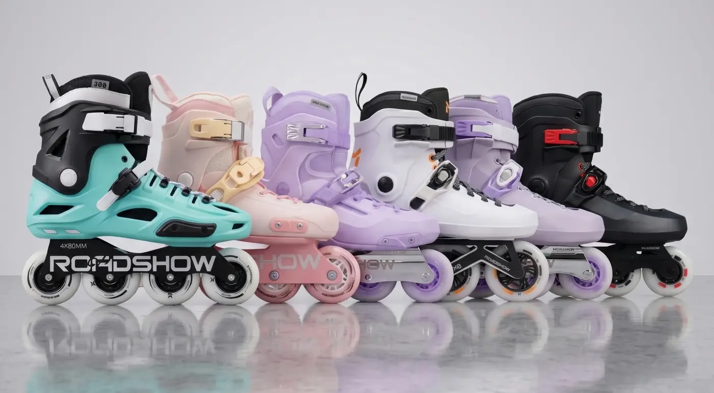 Rollers Roadshow de distintos colores en fila